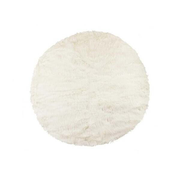 Homeroots 6 in. Circular Fur Rug - Diameter Off White 317207 - main